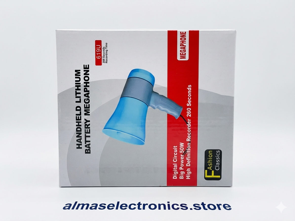 Handheld Lithium Battery Megaphone 50W - Rechargeable Bullhorn with Recording