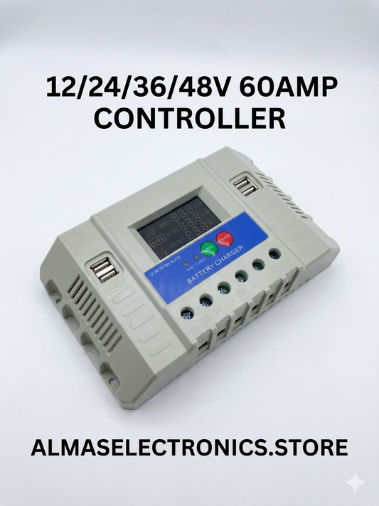 60A Solar Charge Controller PWM - 12V 24V 36V 48V Smart Controller