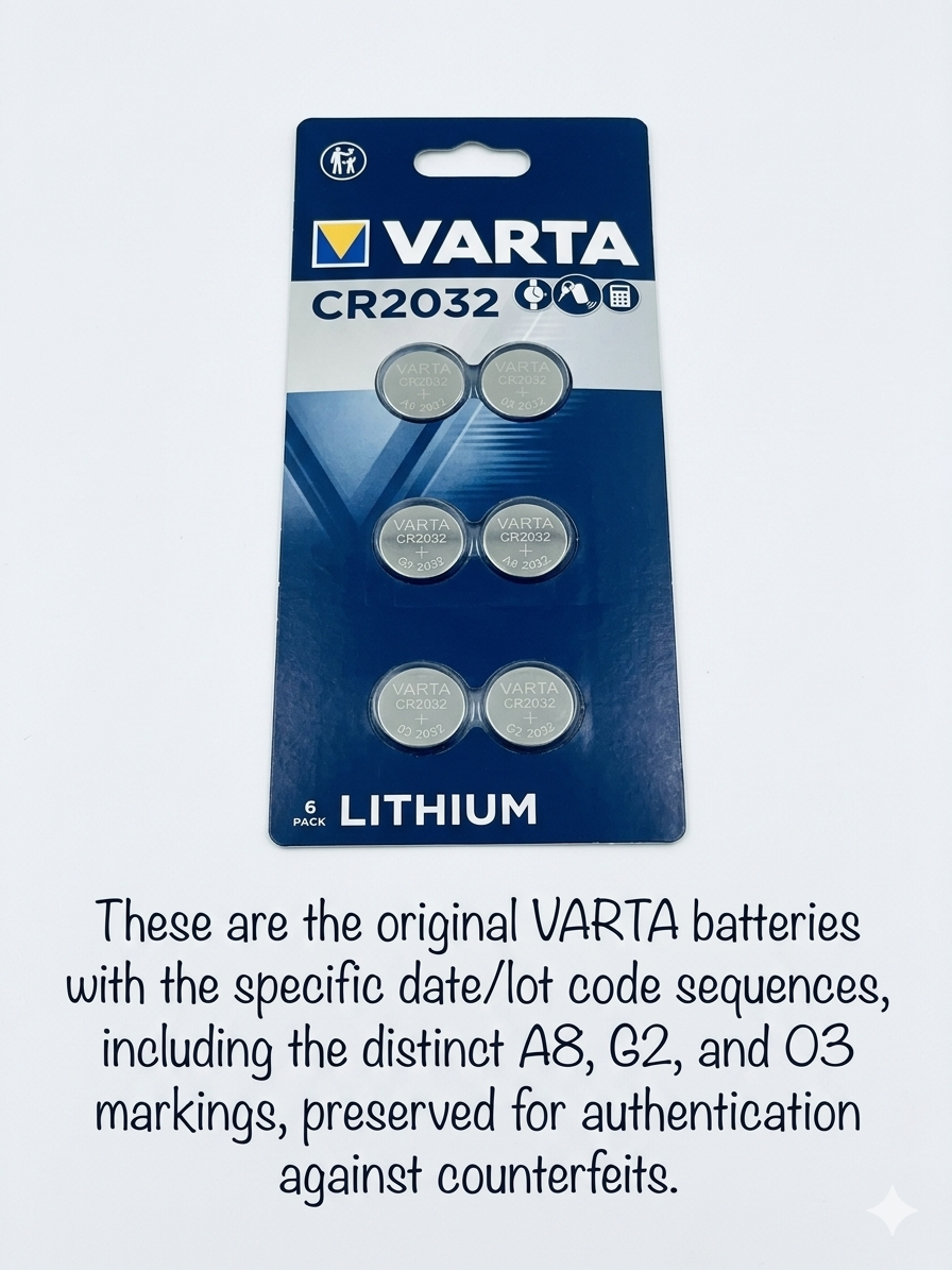 VARTA CR2032 Lithium Coin Cell Batteries - 6 Pack (Original Authentic)