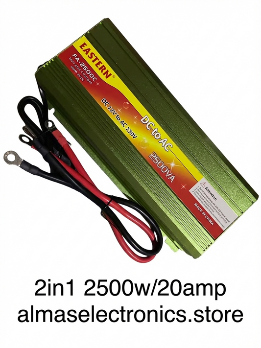 2500W Power Inverter with Battery Charger - 12V DC to 220V AC"