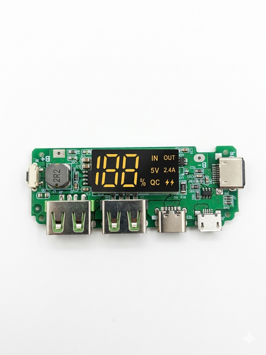 Dual USB Power Bank Circuit Board with LED Display