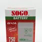 SOGO GP 645 6V 4.5A Rechargeable Sealed Lead-Acid Battery - 750 Gram