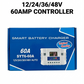 60A Solar Charge Controller PWM - 12V 24V 36V 48V Smart Controller