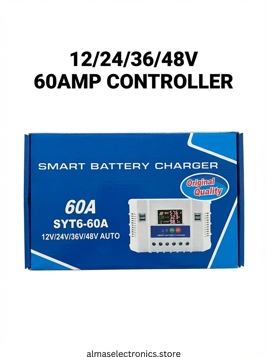 60A Solar Charge Controller PWM - 12V 24V 36V 48V Smart Controller