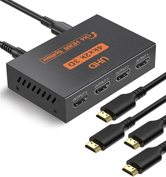 HDMI 4-Way Splitter - 1 Input 4 Output HDMI Splitter 4K Support