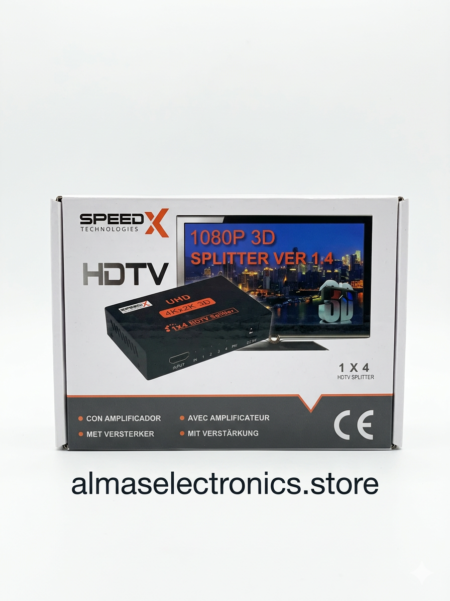 HDMI 4-Way Splitter - 1 Input 4 Output HDMI Splitter 4K Support