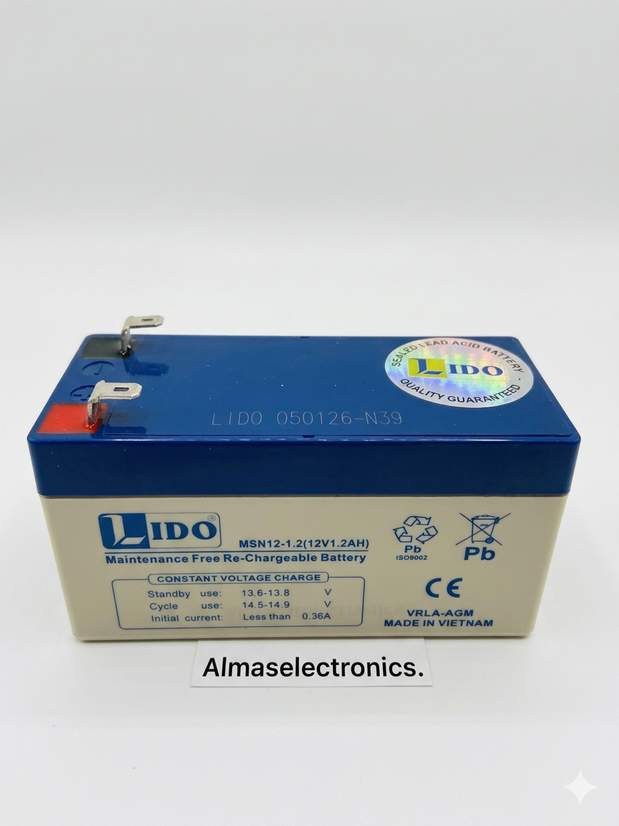 LIDO MSN12-1.2 12V 1.2AH Maintenance Free Rechargeable Battery