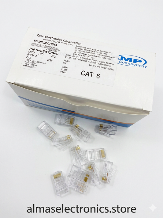 RJ45 Cat6 Connectors - Ethernet Network Cable Connectors Pack