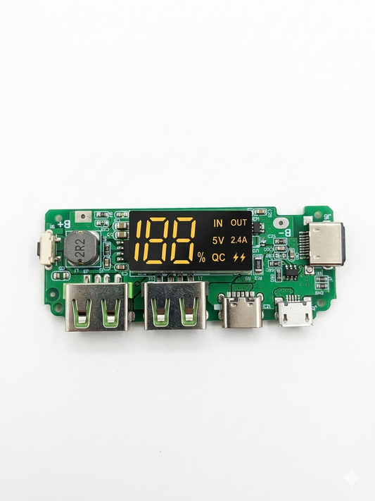 Dual USB Power Bank Circuit Board with LED Display